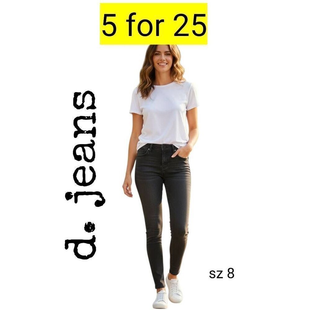 D. Jeans Black Stretch Denim Straight Skinny Stretch Jeans SALE!